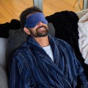 Super Soft Men's Bath Robe - Blue Stripe - 3