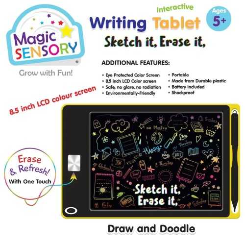 Interactive LCD Writing Tablet - Yellow Doodle (USB Rechargeable) - 2