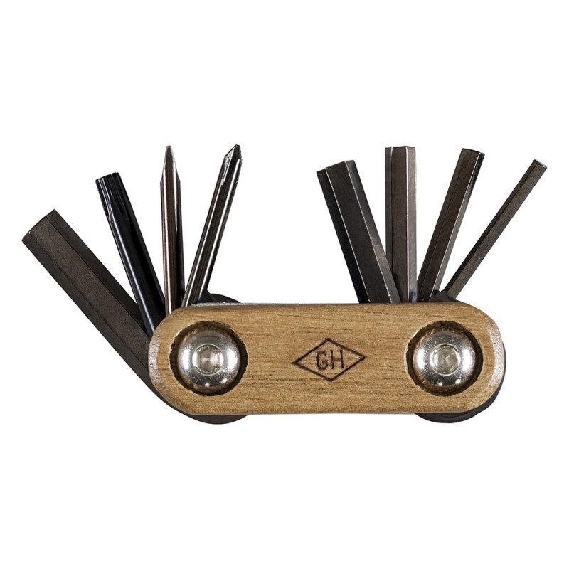 Pocket Bicycle Multi-Tool Acacia Wood & Titanium Finish by Gentlemen's Hardware - 3
