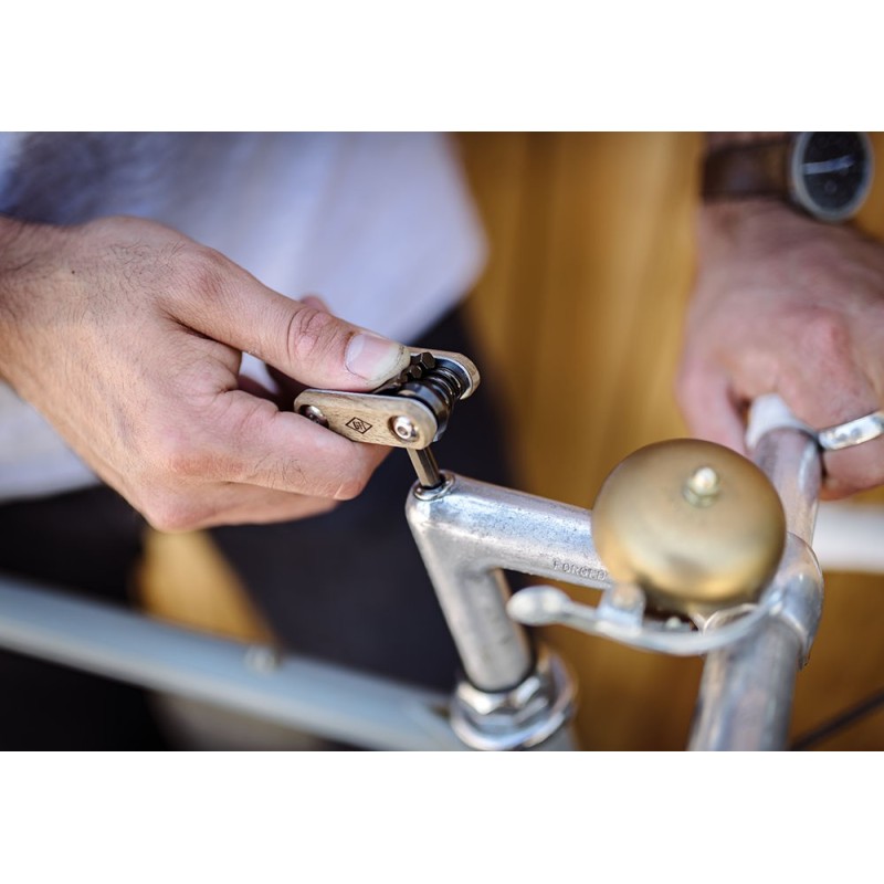 Pocket Bicycle Multi-Tool Acacia Wood & Titanium Finish by Gentlemen's Hardware - 4