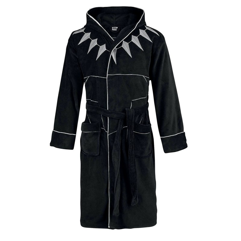 Black Panther Hooded Fleece Bathrobe