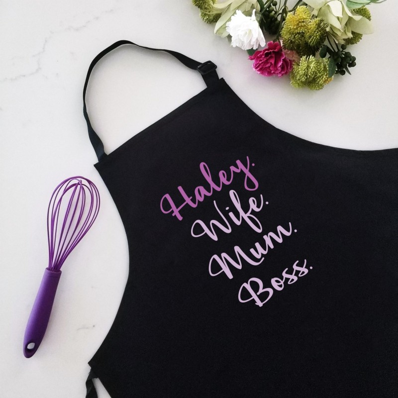 Wife Mum Boss - Personalised Apron Black - 3