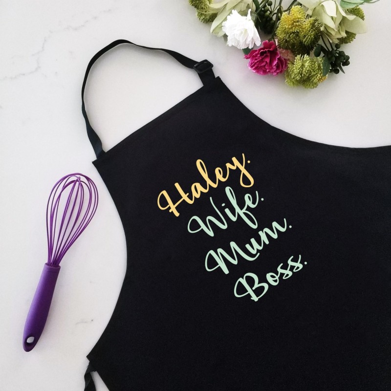 Wife Mum Boss - Personalised Apron Black - 1
